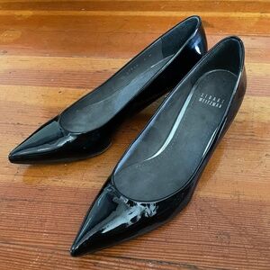 Stuart Weitzman Patent Leather Black Kitten Heels W8